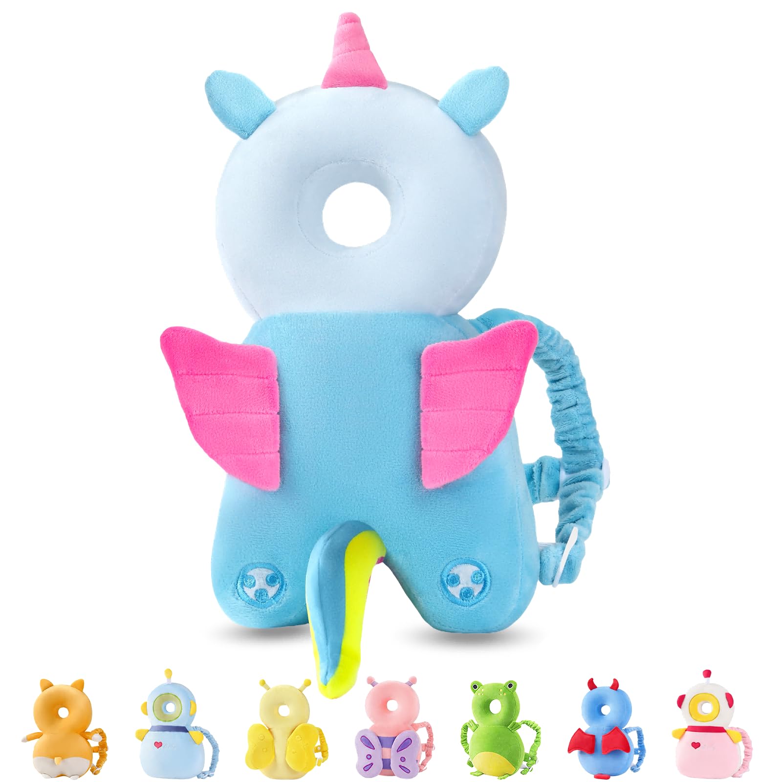 JunNeng Baby Head Protector Backpack, Toddler Walking Fall Head Protection, Pink Butterfly