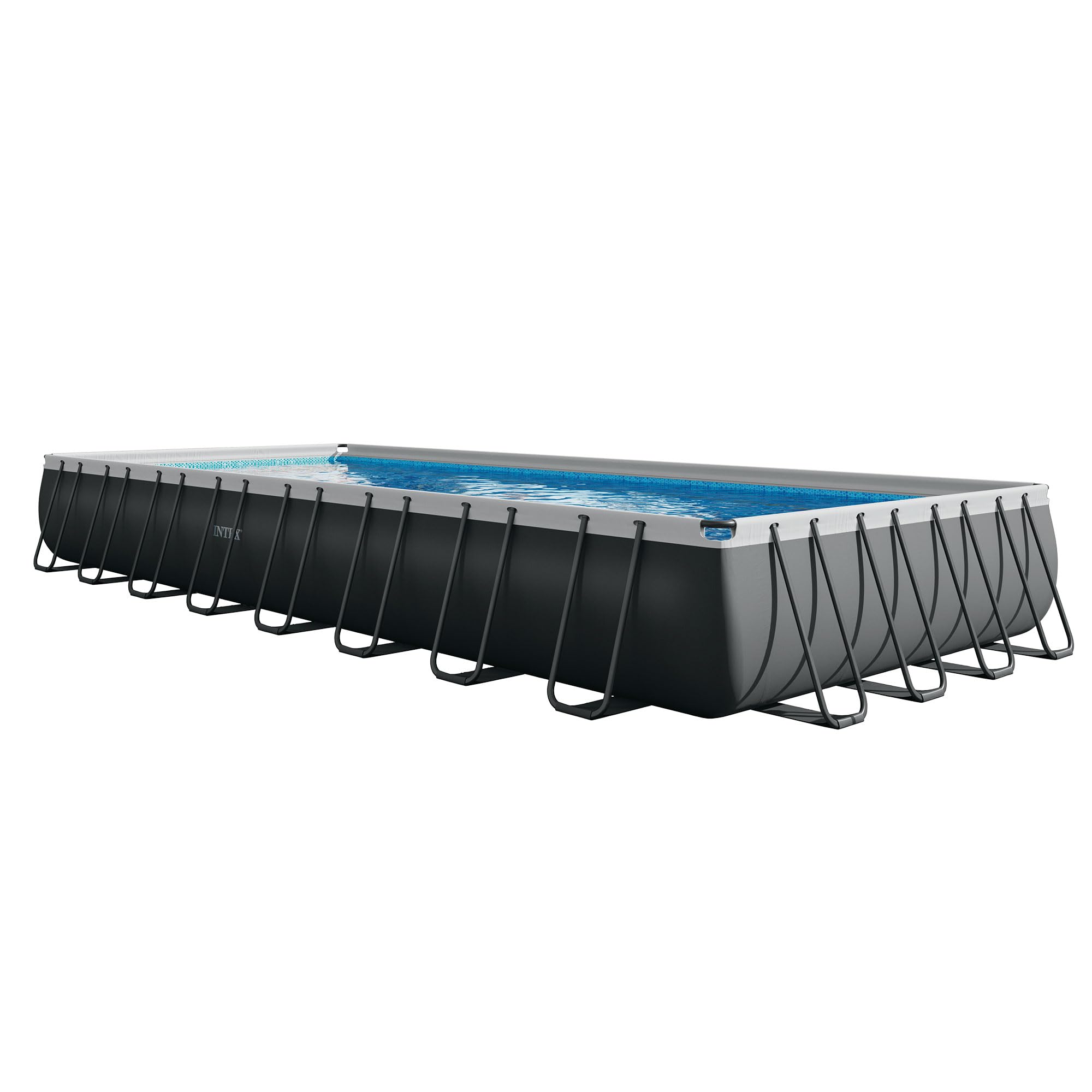INTEX Ultra XTR 32 ft x 16 ft 52 in Above Ground Pool Set, Rectangular Swimming Pool with Sand Pump, Saltwater System, Maintenance Kit, & Volleyball Game