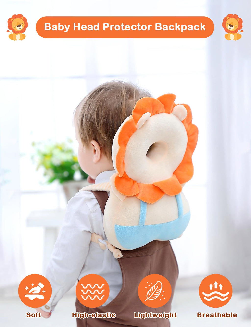 JunNeng Baby Head Protector Backpack, Toddler Walking Fall Head Protection, Pink Butterfly