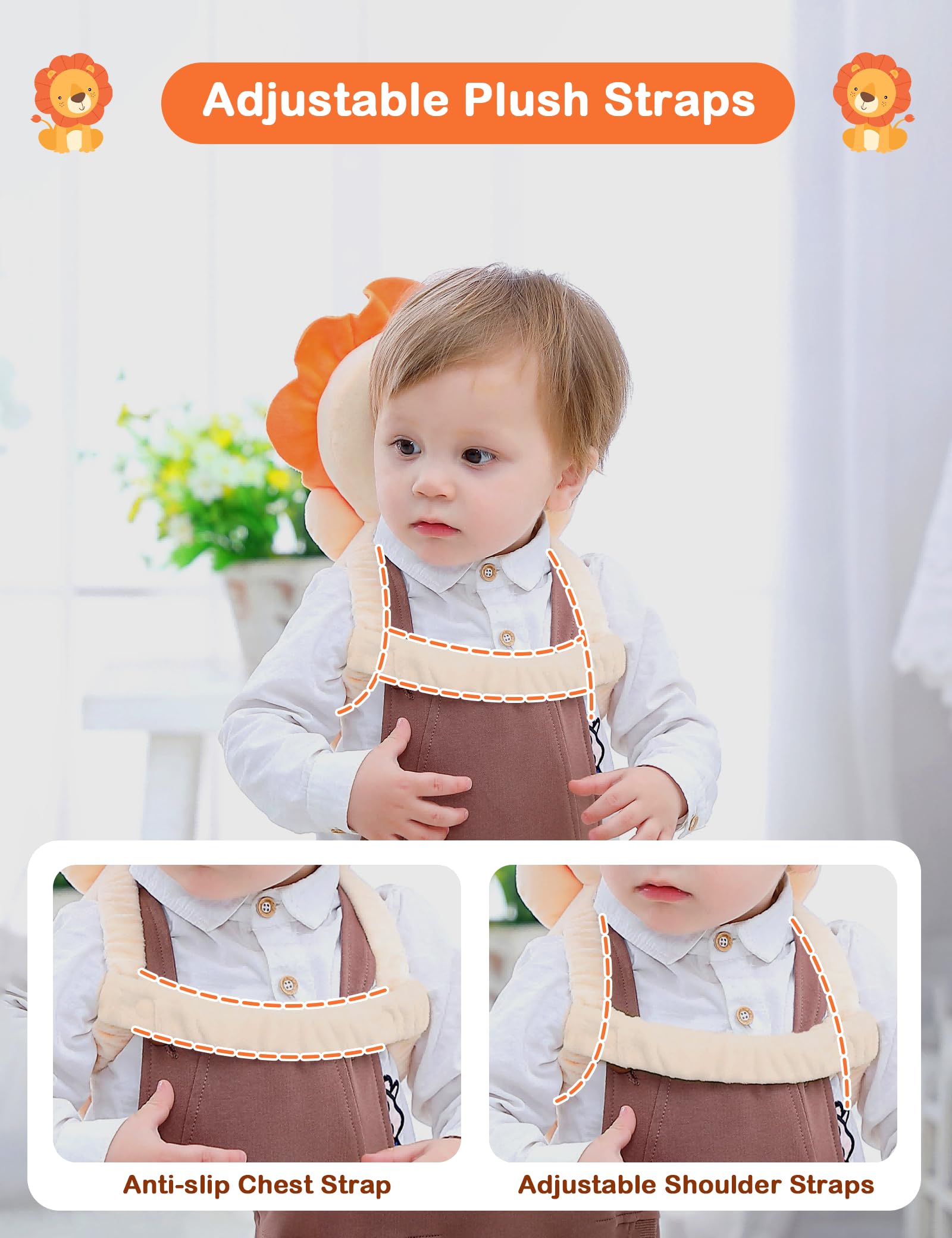 JunNeng Baby Head Protector Backpack, Toddler Walking Fall Head Protection, Pink Butterfly