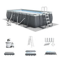 INTEX Ultra XTR 32 ft x 16 ft 52 in Above Ground Pool Set, Rectangular Swimming Pool with Sand Pump, Saltwater System, Maintenance Kit, & Volleyball Game