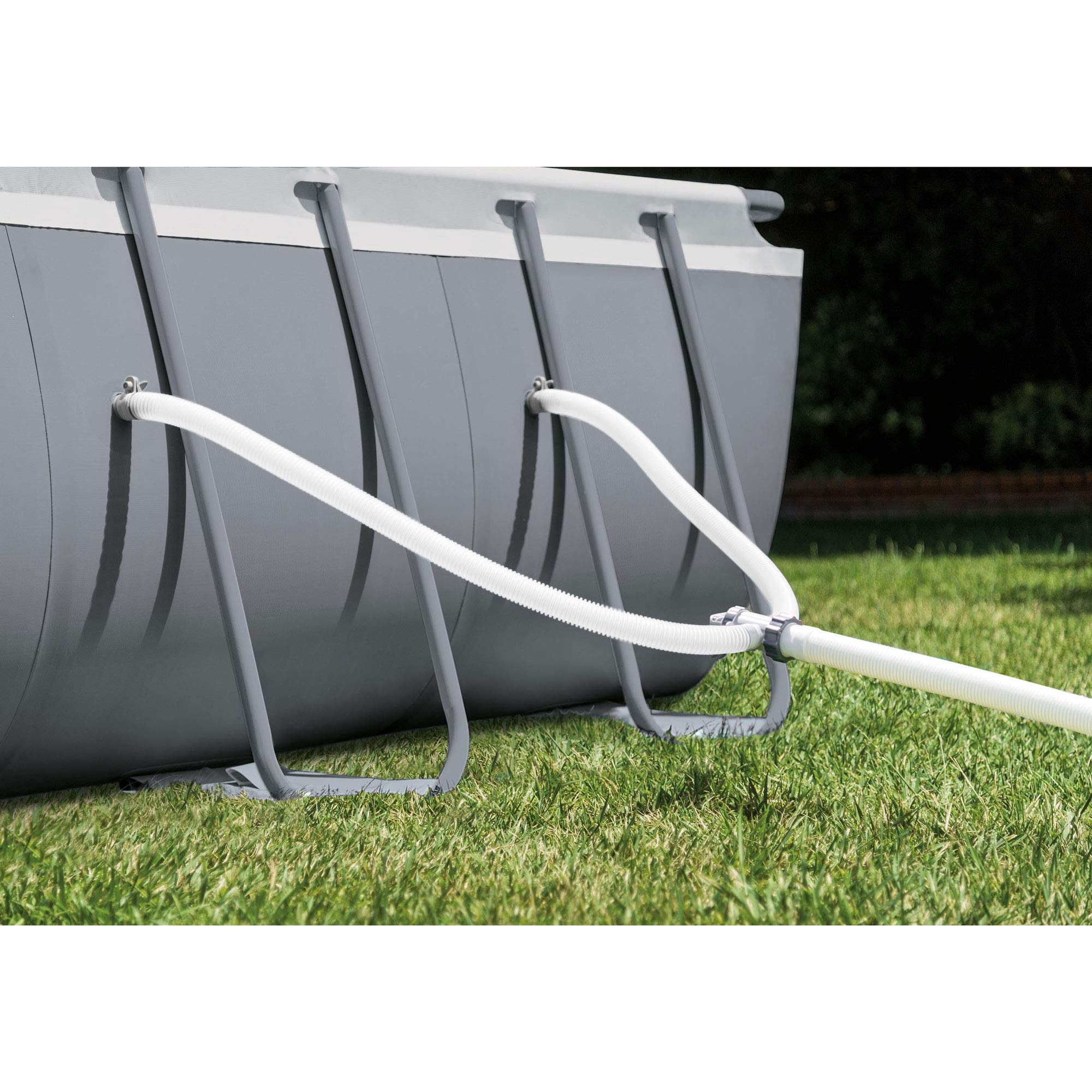 INTEX Ultra XTR 32 ft x 16 ft 52 in Above Ground Pool Set, Rectangular Swimming Pool with Sand Pump, Saltwater System, Maintenance Kit, & Volleyball Game