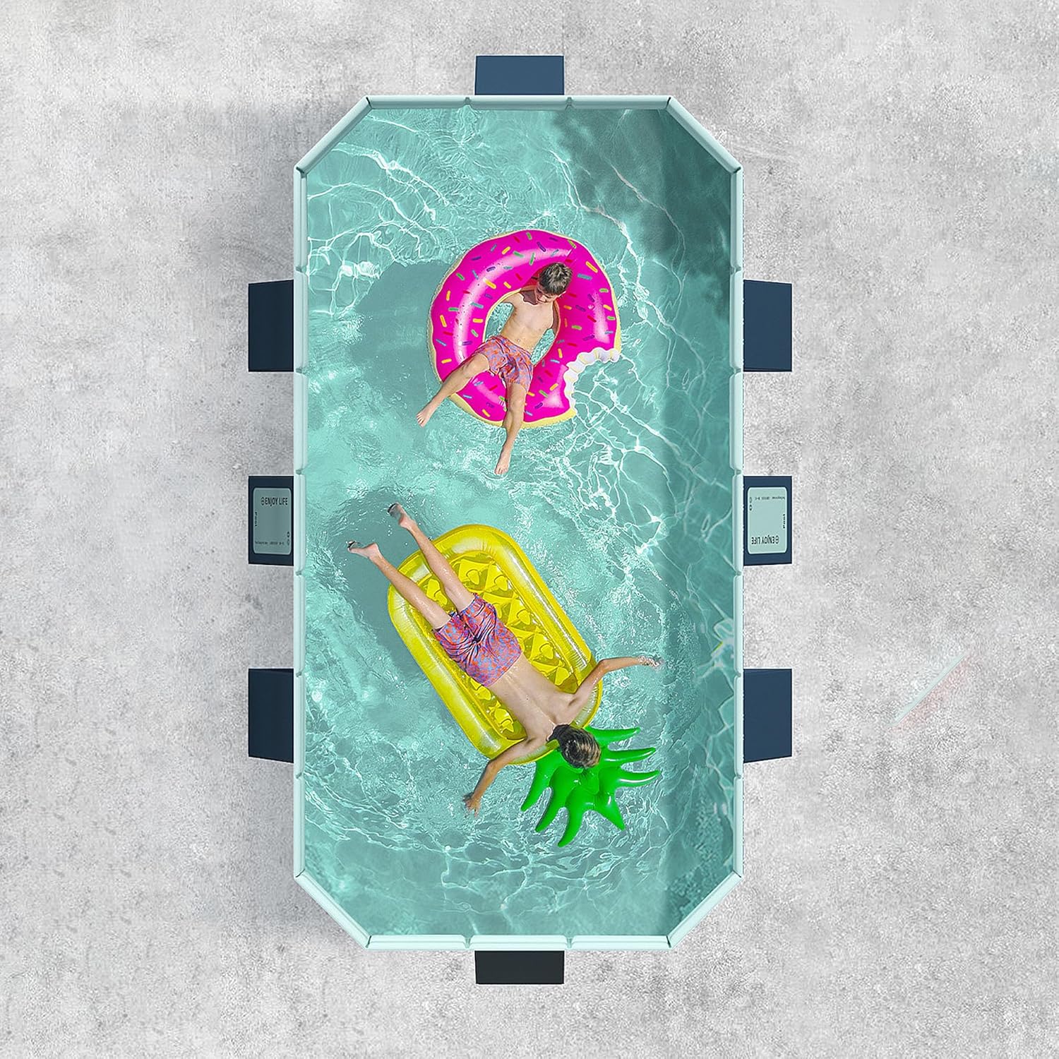 Foldable Non-Inflatable Above Ground Framed Swimming Pool for Backyard, Family Pool (113" x 66" x 20")