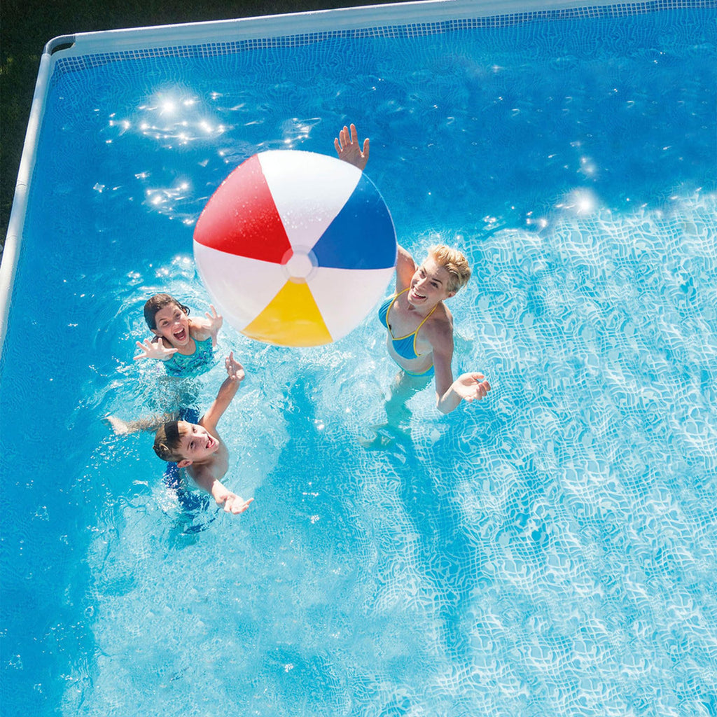 INTEX Ultra XTR 32 ft x 16 ft 52 in Above Ground Pool Set, Rectangular Swimming Pool with Sand Pump, Saltwater System, Maintenance Kit, & Volleyball Game