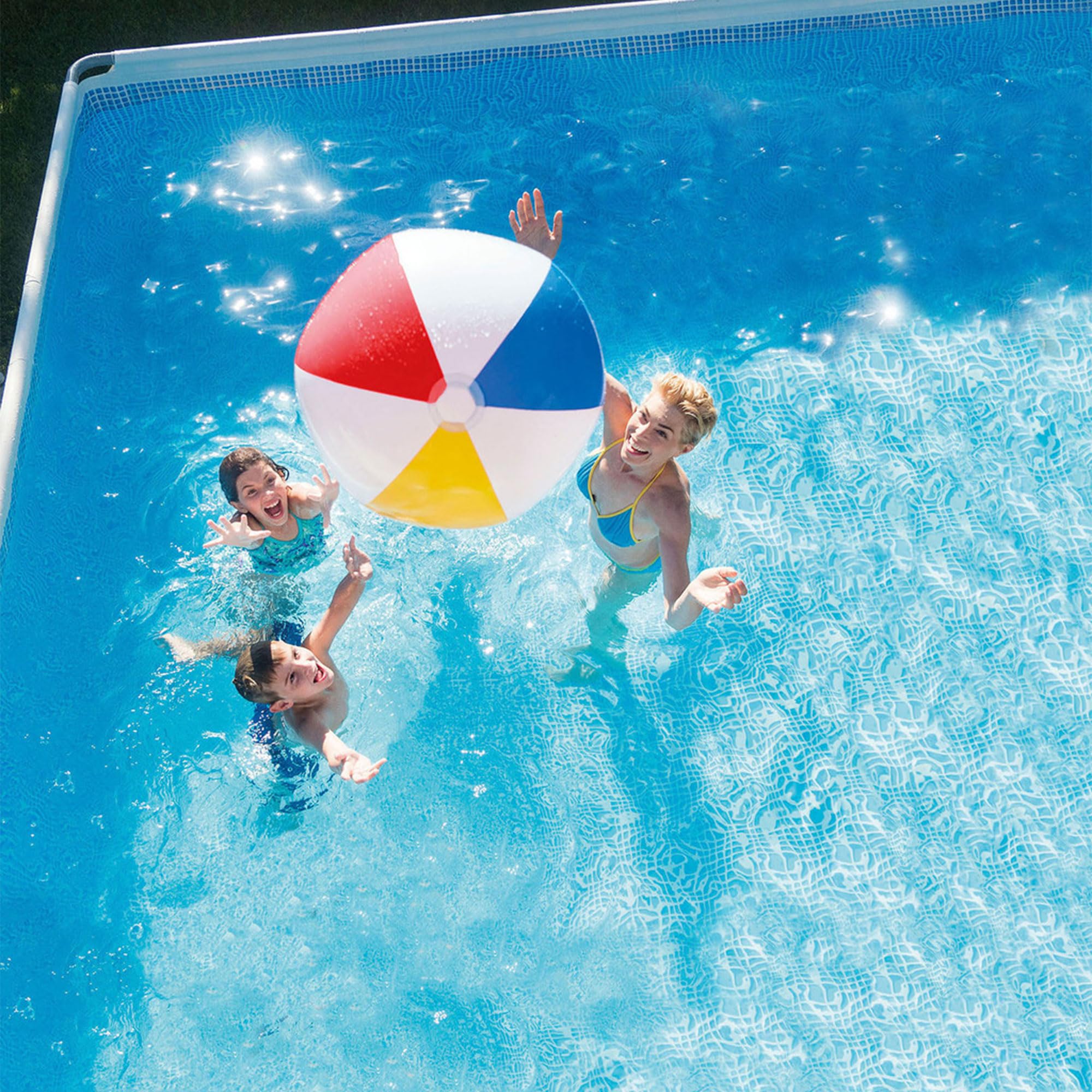 INTEX Ultra XTR 32 ft x 16 ft 52 in Above Ground Pool Set, Rectangular Swimming Pool with Sand Pump, Saltwater System, Maintenance Kit, & Volleyball Game