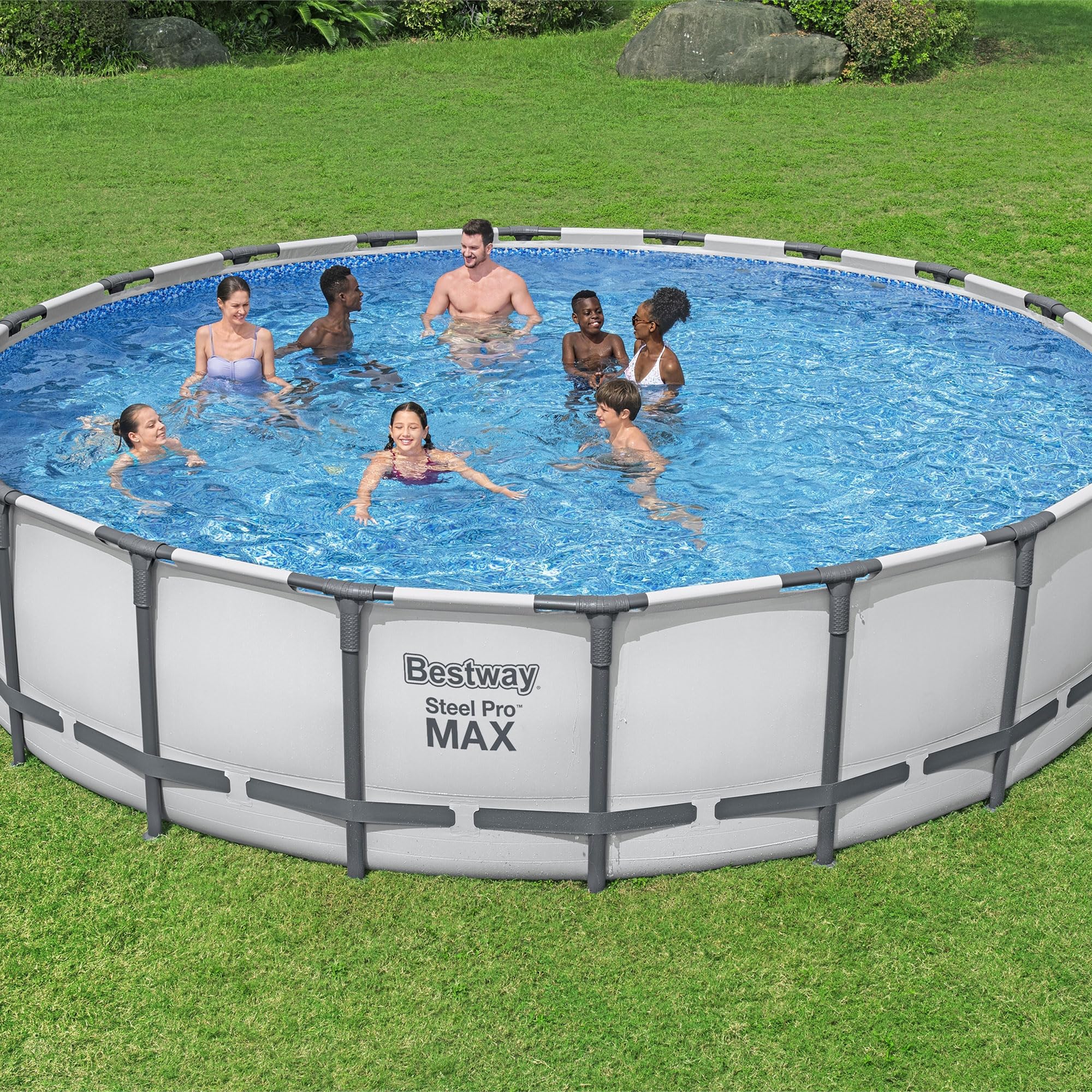 Bestway Steel Pro MAX Above Ground Swimming Pool (12' x 30") | Round Outdoor Backyard Family Pool with Tritech® Puncture-Resistant Liner | Easy Setup | Includes Filter Pump for Clean, Clear Water